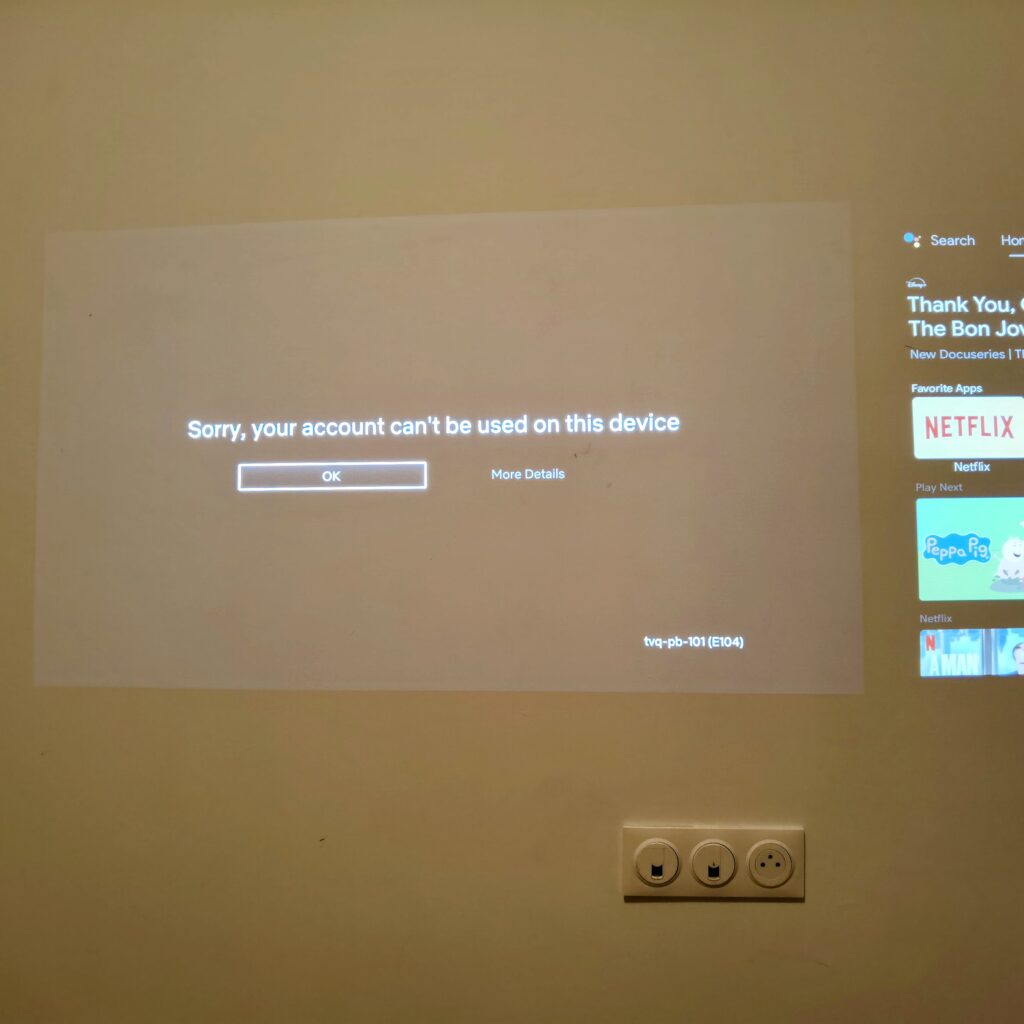 Netflix error message on XGIMI HORIZON