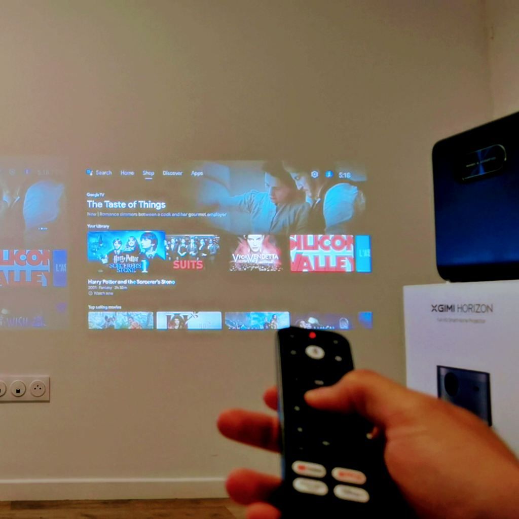 Android TV 11 on Wanbo Mozart 1 Pro showing the interface