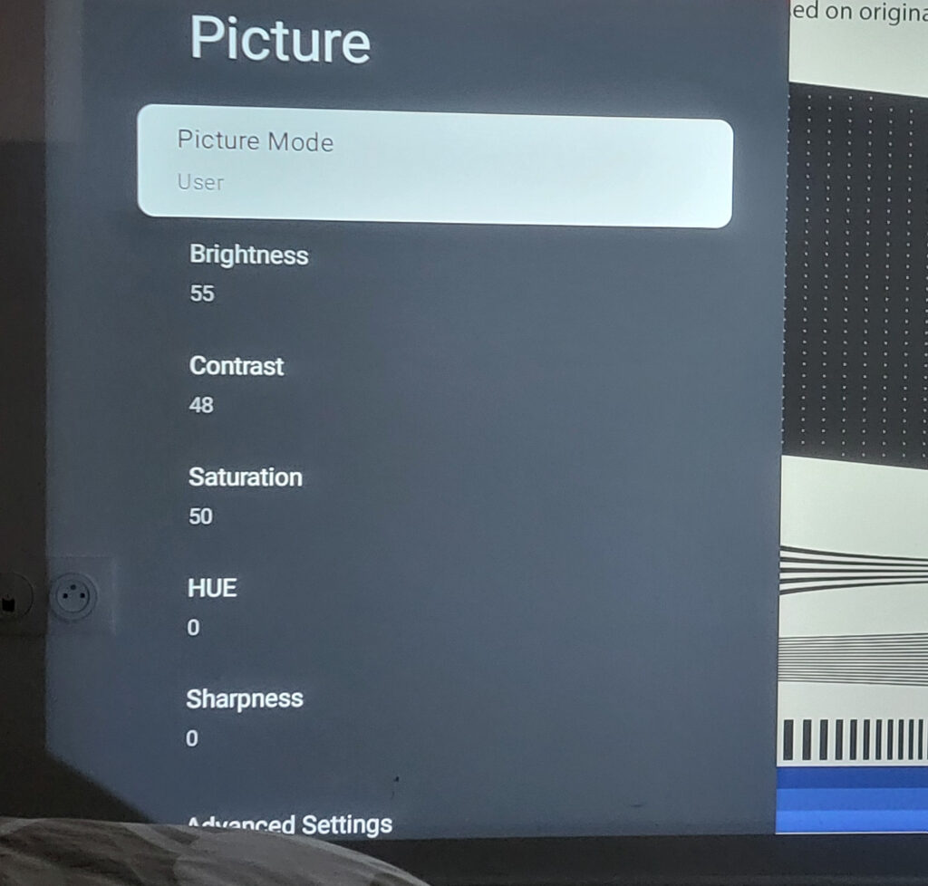 Custom color settings used on the Xming Episode One during testing